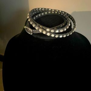 Black leather wrap bracelet